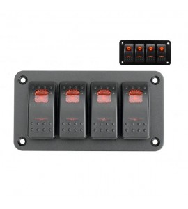 Панель на 4 переключателя LED, красный, YUJ, 2 YUJ