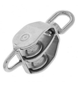 Блок роликовый двойной, 25 мм, с кольцом и вертлюгом, нержавейка, ZEL 41