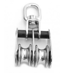Блок роликовый двойной, 32 мм, с вертлюгом, нержавейка, ZEL 35