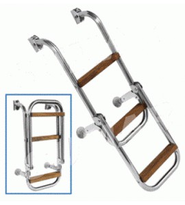 Лестница, 3 ступени, 250х800 мм, с деревянными ступеньками, нержавейка, Sumar, 1041