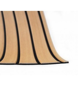 Искусcтвенный тик EVA, V-каналы, коричневый, черная полоса, Color 1 V