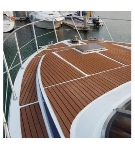 Искусcтвенный тик EVA, светло-коричневый, черная полоса, Color 2